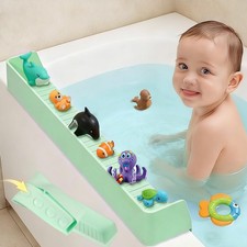 Bathtub Splash Guard for tub Kids Bath Shelf Kids   Toddler green