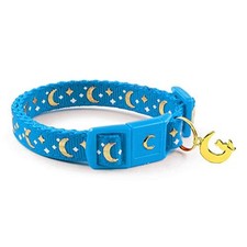 Cat Collars, Gold Moons and Stars Cat Collar, 9-15 Inch Pack of 1 Royal Blue