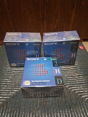 SONY IBM 10 Pack (2)of Formatted MFD 2HD Double Sided 3.5'' Micro Floppy Disk NEW
