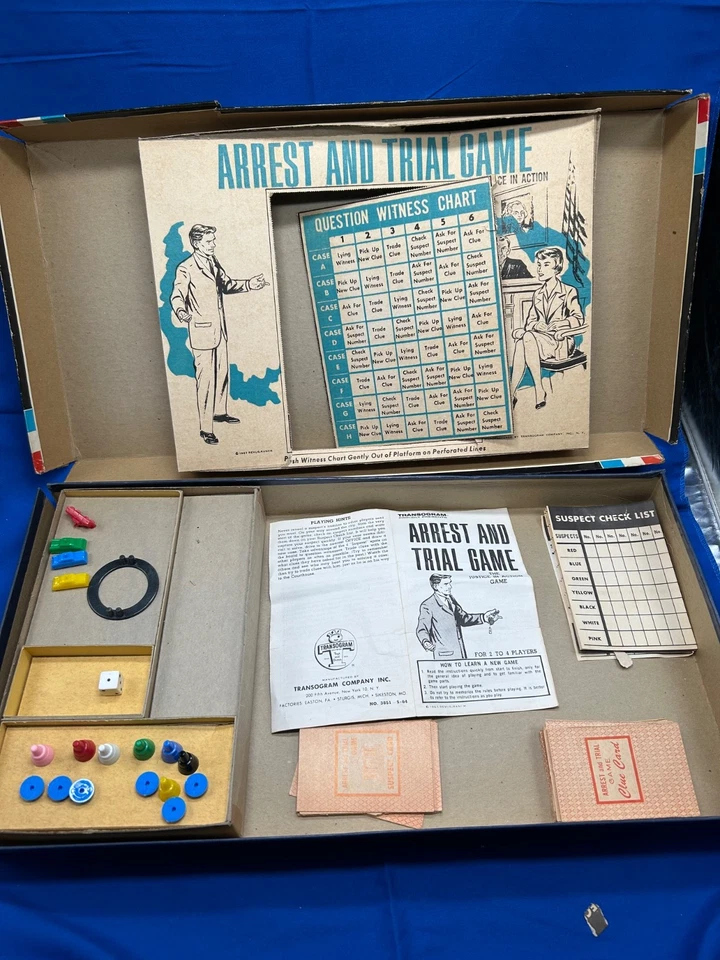 ARREST AND TRIAL GAME TRANSOGRAM Board GAME 1963 VINTAGE CONDITION incomplete - Image 2 of 4