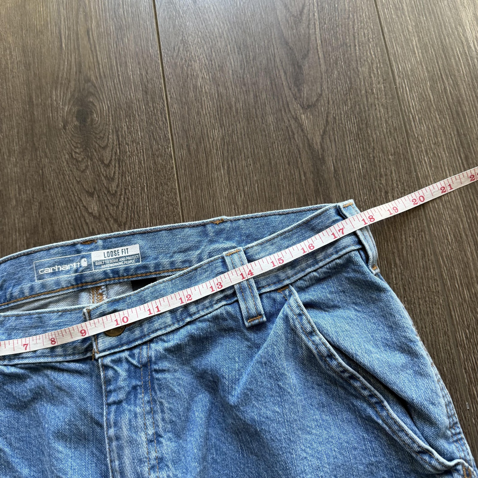 Vintage Carhartt Carpenter Jeans Baggy  35x32 Blue Medium Wash Denim Workwear thumbnail 6