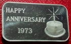 Happy Anniversary-Cake 1973 Bar-Crabtree Mint 1  Troy oz.999 Silver