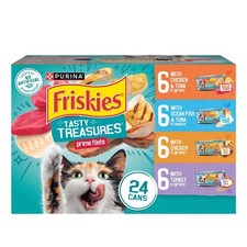 Purina Wet Cat Food Variety Pack Tasty Treasures Prime Filets 24 Pack 5.5 oz