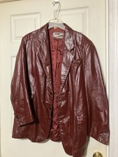 Vintage Leather Blazer Jacket Burgundy Etienne Aigner Mens 46 Gangster Hong Kong