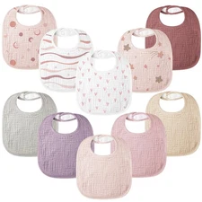 Muslin Baby Bibs 10 Pack 100 Cotton Drool Teething Infant Newborn Unisex