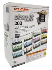 Sylvania Stay Lit Platinum 200 LED Mini Lights 12 Color Options 66 Ft 66 Foot Se