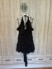 Runaway The Label Zelie Halter Mini Dress with Ruffle & Tie Detail