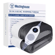 Westinghouse Heated Throw Blanket, Electric Blanket Throw with 6 Heating Levels