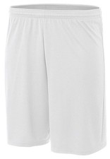 Unisex Size Youth Medium Cooling Performance Power mesh WHITE SHORTS, 6.5 inseam