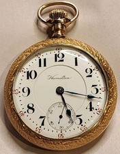 1907 Hamilton 944 Railroad Pocket Watch 19j 25 Year Dueber Yellow GF Case 