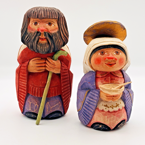 Labra Chile Hand Carved Wooden Holy Family Nativity Figurines Vintage ...
