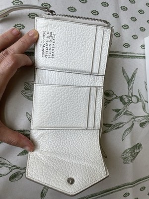 Maison Margiela 4-Stitch Leather Tri-Fold Wallet White Compact