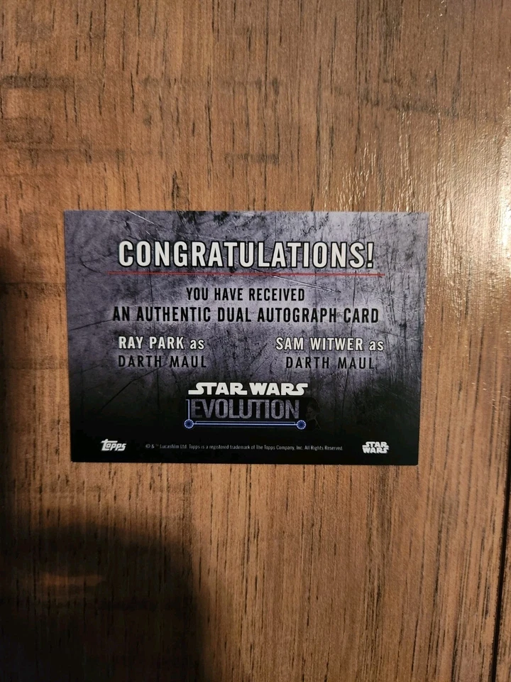 2016 Star Wars Evolution Ray Park + Sam Witwer as Darth Maul Dual Auto # 1/3 - Image 2 of 2