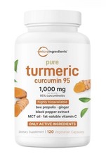 Pure Turmeric Curcumin Supplement 1,000mg  95 Curcuminoids  120 Veggie Caps