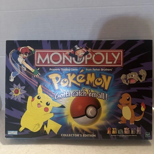 Vintage 1999 Hasbro Collectors Edition Monopoly Pokemon Board Game 100% Complete