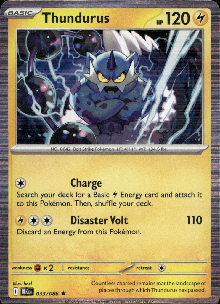 Thundurus 33/86 SV Black Bolt R NM English Pokémon