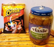 2 X Vlasic Pickles & Flamin' Hot Cheetos Holiday Ornaments 4 Inches- New + Tags