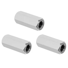 3Pcs 3/8"-16 UNC 2" Length 304 Stainless Steel Coarse Hex Coupling Nuts