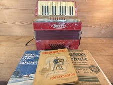 Akkordeon Gusti Ziehharmonika Handharmonika + Noten/ Lieder Koffer