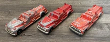 Lot of 3 1950’s Hubley Ford Fire Dept Ladder Trucks with grills great 4  restore