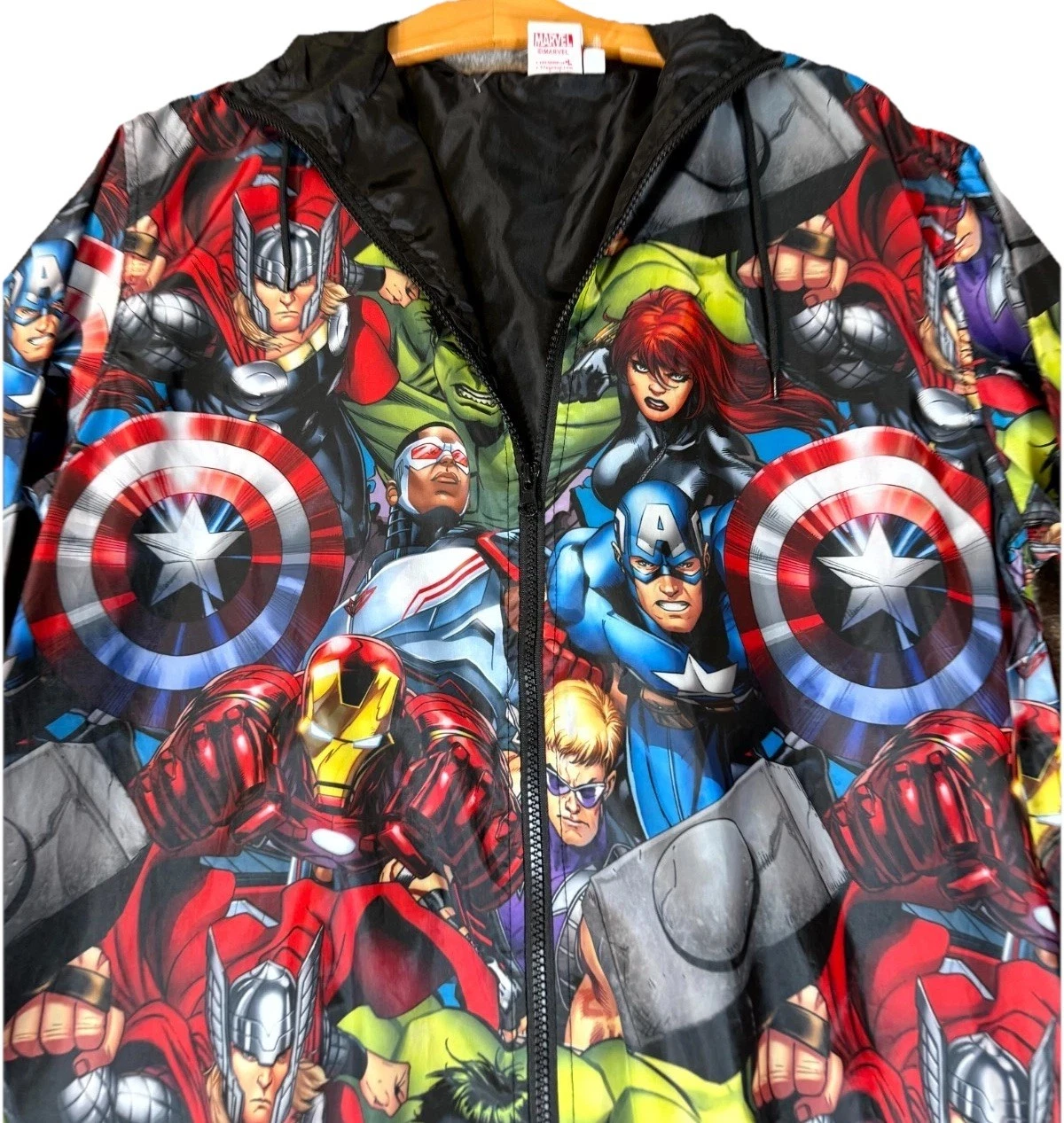Marvel Avengers Windbreaker Jacket Unisex Medium Multicolor Graphic Outdoor