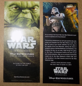 Disney World - STAR WARS WEEKENDS 2015 BROCHURE WITH YODA