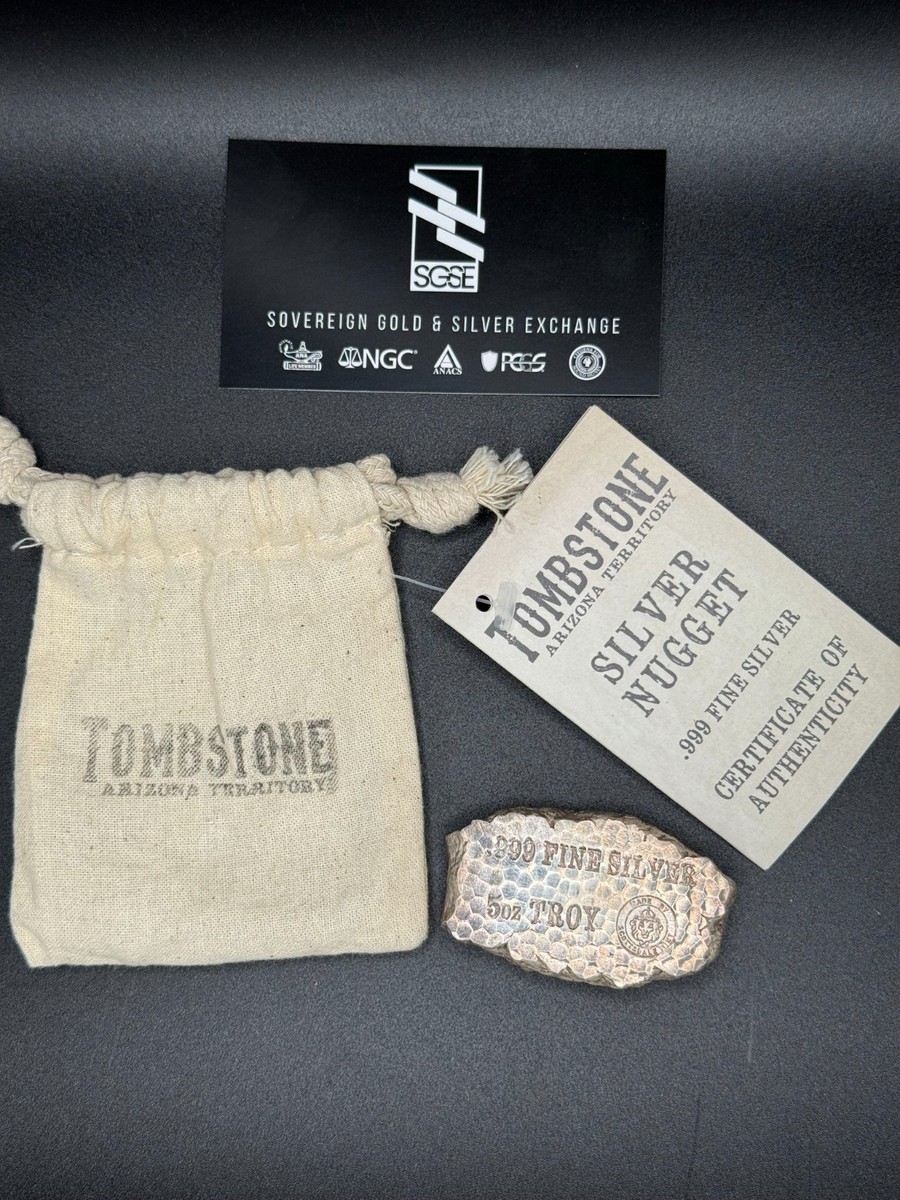 ♧ トゥームストーン BBBF-1013 5 oz Scottsdale Mint Tombstone Silver Nugget .999 Fine w Pouch