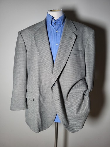 52R Alexander Lloyd Gray Brown Tweed Tooth Check Wool Blazer SportCoat Jacket - Picture 2 of 7