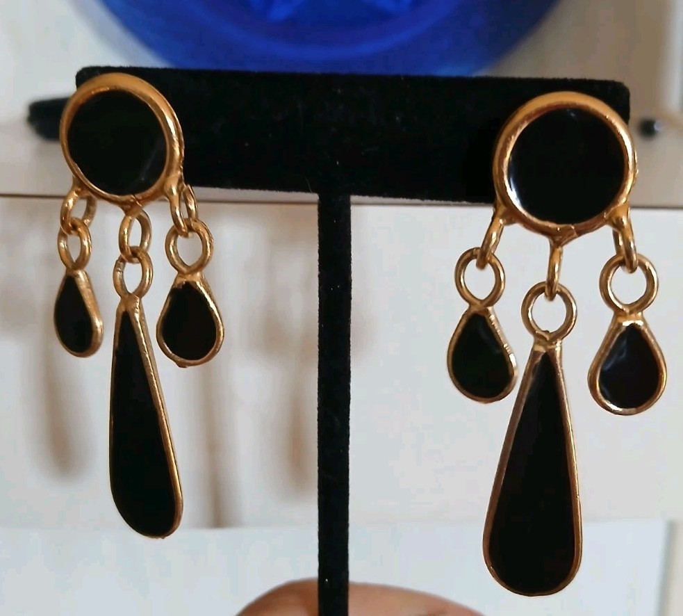 Dangle earrings,circular stud and 3 Teardrop shap… - image 2
