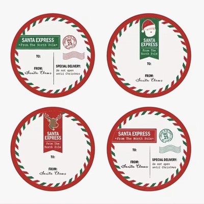 50 x Santa Express Geschenk Lieferung Aufkleber Etiketten 25 mm.