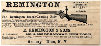 1876 Remington Breech Loading Rifle Advertisement Centennial Year Armory Ilion