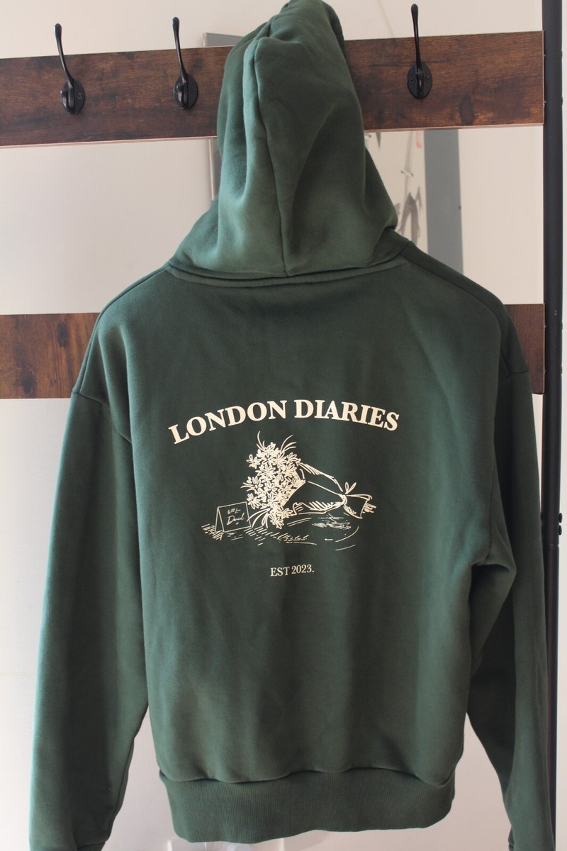 Daniel Simmons London Diaries Flowers Hoodie Forest Green Size S