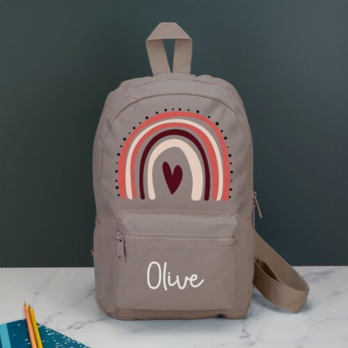 Personalisierter Regenbogen Kinder Rucksack individuell mit Namen Farbwahl Schultasche - Bild 12 von 23