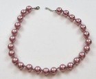 Lustrous Pink Simulated Pearl Beaded Necklace 18 In Adjustable 23.7mm