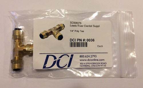 Poly Tee, 1/4" Poly Tubing Tee, DCI 0036 Dental Poly Fitting - Picture 3 of 3