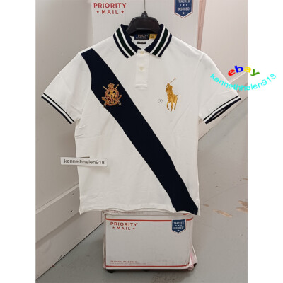 POLO RALPH LAUREN BIG PONY CUSTOM SLIM FIT CREST MESH POLO SHIRT