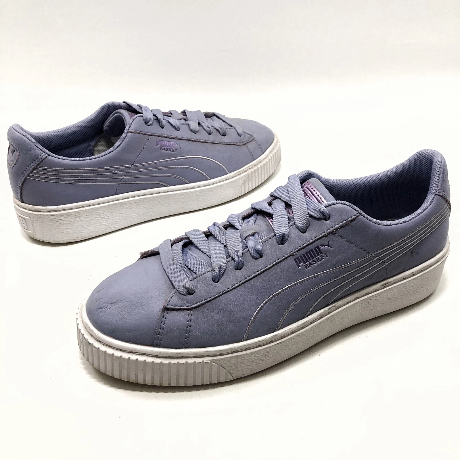 Sneakers basse donna Puma Basket viola in pelle con plateau taglia 11 Eu42 5