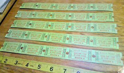Vintage Lot 25 tickets good for 1 pt. fried clams booth A  Rocky Point  R. I.