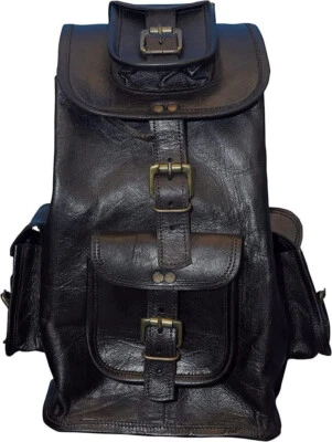 Sac à dos homme 20X10X10 pouces cuir noir vintage sacoche ordinateur portable... - Photo 1/4