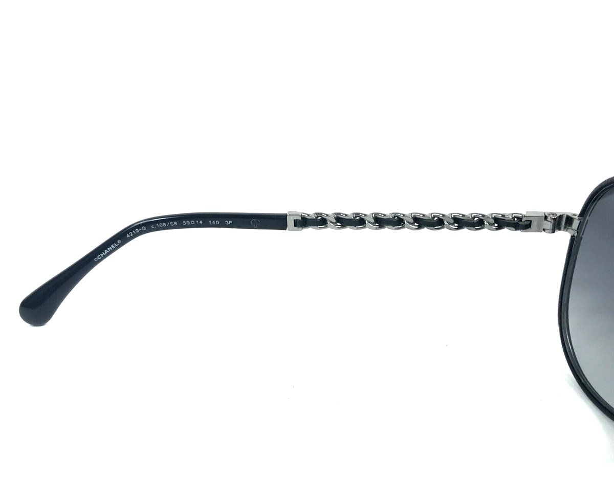 Chanel Sunglasses 4219-Q c.108/S8 Black Silver Woven Leather Chanel Sunglasses 4219-Q c.108/S8 Black Silver Woven Leather