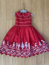 1980  s Vintage Daisy Kingdom Red Holiday Dress Joyful Noel Sz. 4 Factory Made