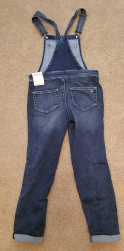 Justice Girls Adjustable Medium Wash Blue Jean Overalls Cuffed Size 10, NWT - Picture 3 of 5