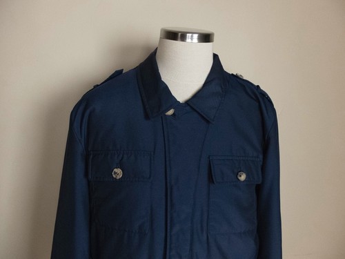 ISAIA Napoli cappotto giacca auto imbottito blu navy tinta unita taglia XXL / 54 IT autentico - Foto 2 di 9