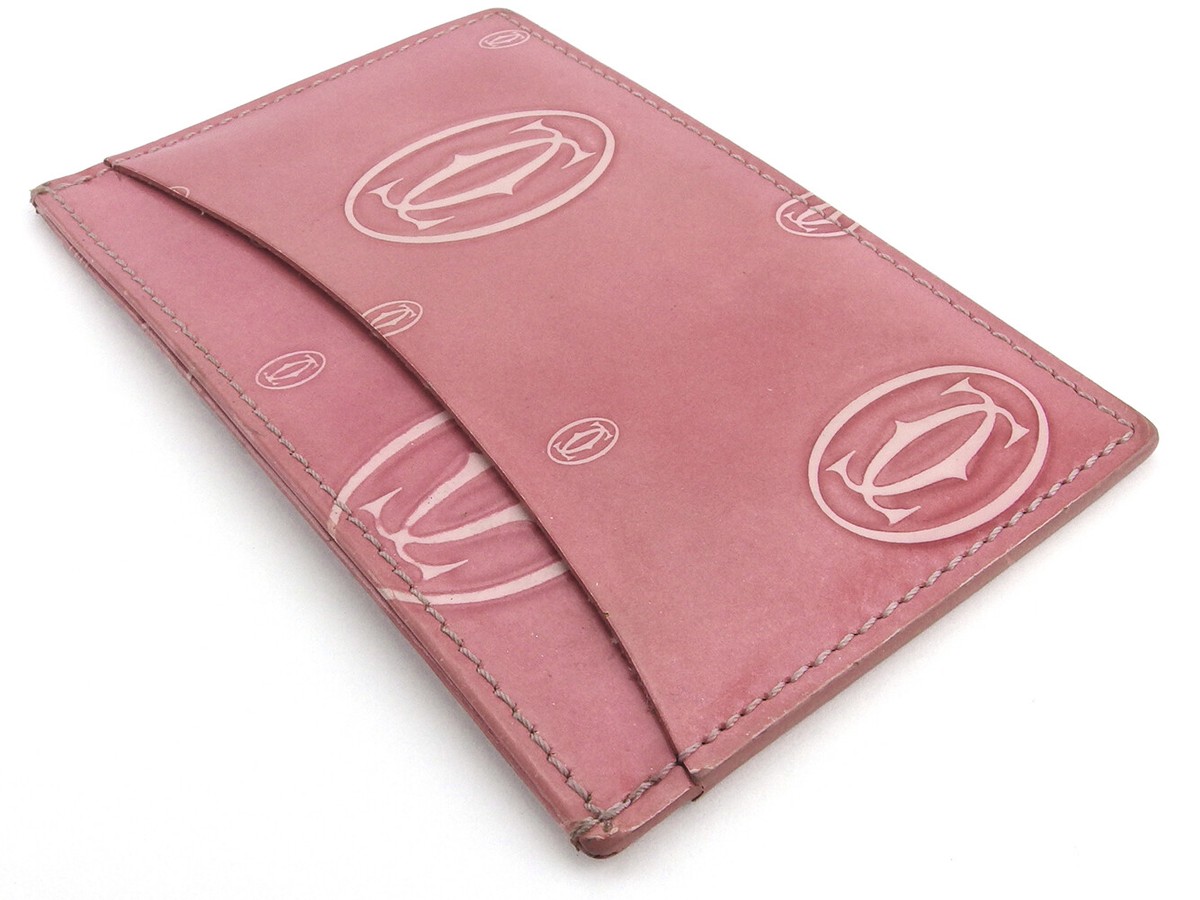 Cartier card case Happy Birthday pink enamel leather