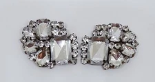 Vintage Lot of 2 Prong Set Rhinestone Applique Embellishments Findings ~ 2 1/8"