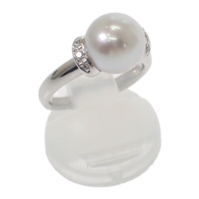 Designer Jewelry Pearl Ring Pt900 Platinum Size US Diamond Ladies ISY 