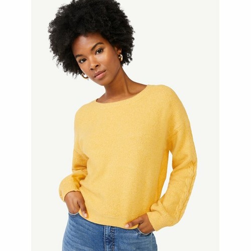 Scoop Women's Puff Sleeve Sweater with 
