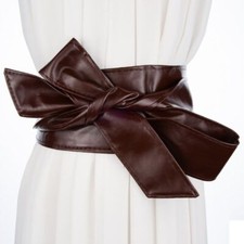 Faux Leather Wide Waistband-Lace Up Belt Bow Ties Women Fashion Dress Decoration