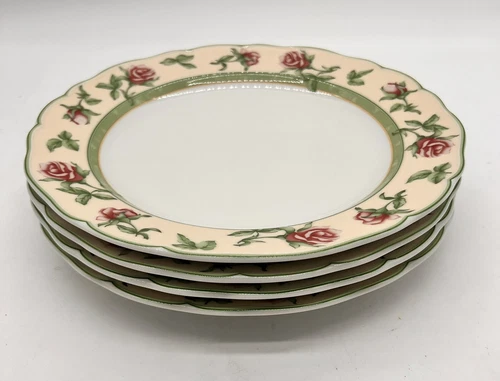 Set Of 4 Wedgwood English Cottage Collection Rose Dinner Plates 10 1/2”