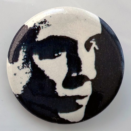 Pin vintage finales de los 70 - principios de los 80 BRIAN ENO antes y después de la ciencia botón insignia - Imagen 1 de 2